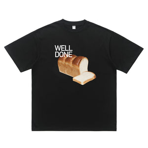 Bread loaf t-shirt food print top 00s sandwich tee in black