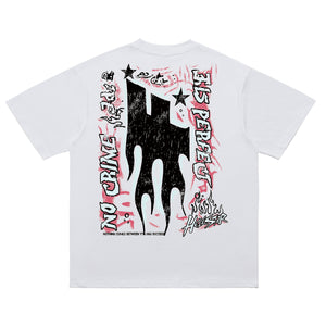 Gangster graffiti t-shirt hell slogan top in white