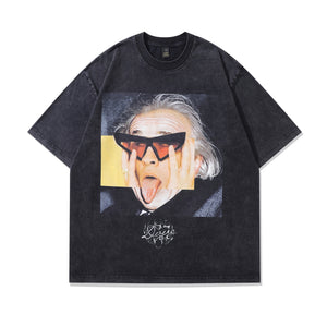 Einstein t-shirt scientist print tee retro funny poster top in vintage grey