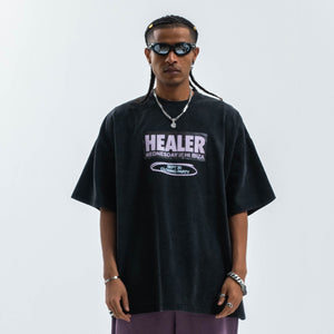 Ibiza t-shirt healer slogan top grunge raver tee retro party jumper in black