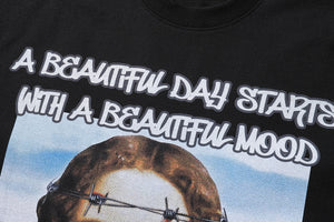 Y2K t-shirt grunge girl tee psychedelic poster top in vintage Cream