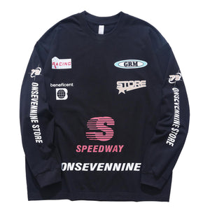 Motorsports jumper long sleeve racing jumper thin sports t-shirt in black