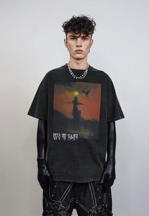 Gothic PRINT vintage wash t-shirt sample sale 3 for 2
