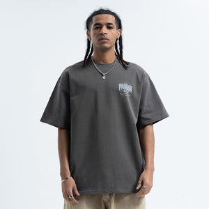 Passion slogan t-shirt grunge punk top rocker tee in grey