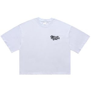 Gangster t-shirt Mafia slogan tee retro hip-hop top in white