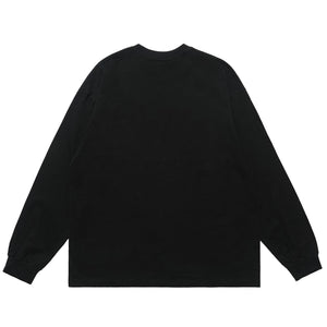 Cyberpunk top long sleeve psychedelic jumper raver print t-shirt in black