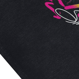 TV print sleeveless t-shirt 80s psychedelic surfer vest raver tank top in acid wash black