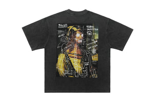 Mona Lisa t-shirt graffiti tee creepy top grunge jumper in grey