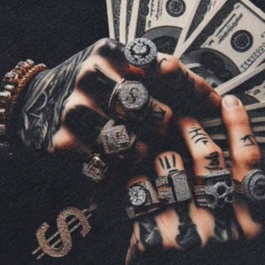 Hip-hop sleeveless t-shirt money print surfer vest 00s gangster tank top in acid wash black