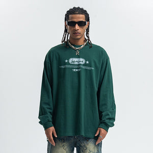 Genius slogan jumper 00s grunge long sleeve top skater t-shirt in black