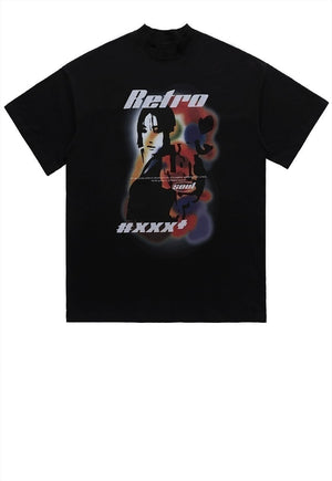 Retro slogan t-shirt vintage poster print tee anime top