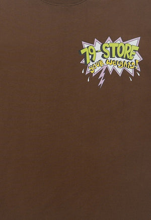 Funny cartoon t-shirt tee muscle tee retro grunge top brown