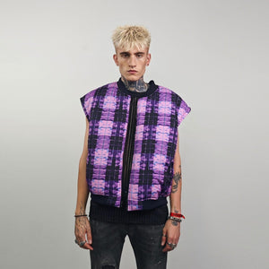 Flame bomber check yellow jacket thunder print reversible college varsity detachable sleeves handmade clueless plaid puffer grunge rock coat