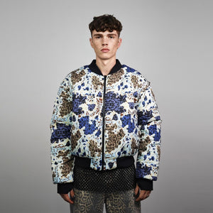 Witch print bomber horror fan jacket scary movie reversible college varsity detachable sleeves handmade Gothic puffer punk rocker coat cream