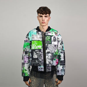 Gay bomber LGBT community print jacket lesbian reversible trans college varsity detachable sleeves handmade queer print raver coat