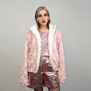 Glitter joggers pink track pants gold embellished trousers metallic hotpants fleece rave overalls sports set burning man outfit festival