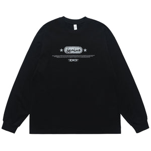 Genius slogan jumper 00s grunge long sleeve top skater t-shirt in black