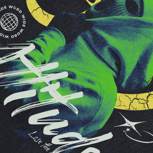 Attitude slogan sleeveless t-shirt balaclava print vest hip-hop gangster tank top in acid wash black