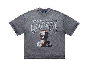 Creepy mask t-shirt scary movie top horror tee retro jumper in grey