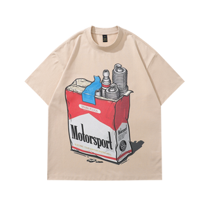 Motorsports t-shirt retro racing tee funny y2k top in cream