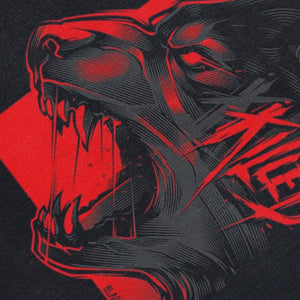 Creepy wolf sleeveless t-shirt gothic cartoon vest 00s monster poster tank top in acid wash black