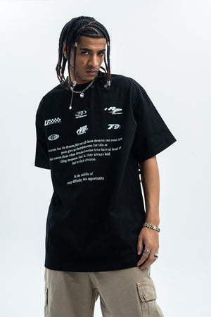 Retro racing t-shirt motorsports top retro logo tee in white