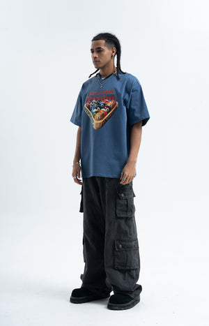 Pool game t-shirt retro gamer top grunge preppy tee blue