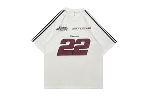 Racing t-shirt 22 number top motorsports tee in white