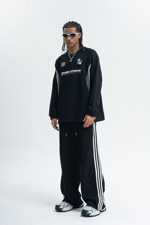 Racing top long sleeve patchwork top motorsports grunge jumper in blue