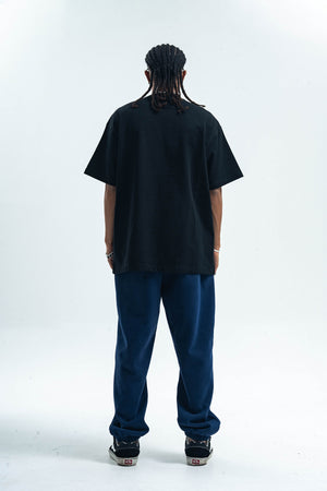 Lonely t-shirt single slogan top graffiti tee in Black