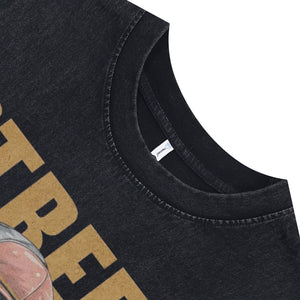 Street cat print sleeveless t-shirt gangster cartoon vest 90s retro poster tank top in acid wash black