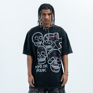 Skull graffiti t-shirt bones print top retro skeleton tee in black