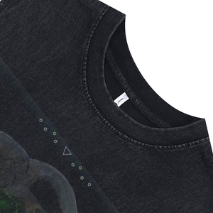 Fluorescent skeleton sleeveless t-shirt neon psychedelic skull cartoon vest creepy poster tank top in acid wash black