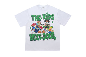 Y2k cartoon t-shirt kids slogan top retro anime tee in pink