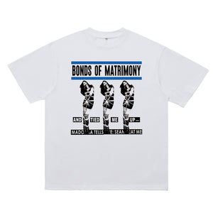 Bondage cartoon t-shirt creepy top in white