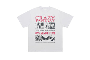 Punk t-shirt psychedelic top graffiti tee retro photography jumper in white