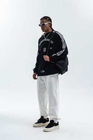 Racing top long sleeve motorsports t-shirt grunge striped jumper in black