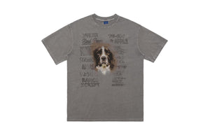 Dog t-shirt puppy print top retro cartoon tee animal jumper in cream