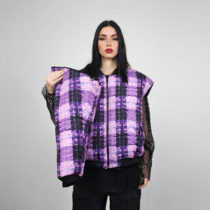 Flame bomber check yellow jacket thunder print reversible college varsity detachable sleeves handmade clueless plaid puffer grunge rock coat