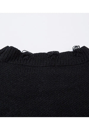 Butterfly sweater black white ripped goth jumper grunge top