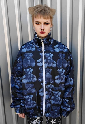 Geometric floral jacket handmade reversible fleece coat