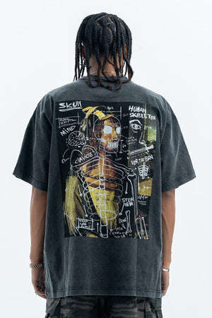 Mona Lisa t-shirt graffiti tee creepy top grunge jumper in grey