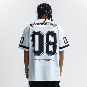 American baseball t-shirt retro college top 00s basketball tee in blue