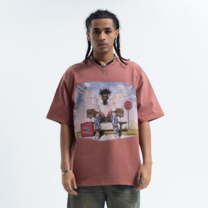 Dead rapper t-shirt hip-hop tee angel print top in grey