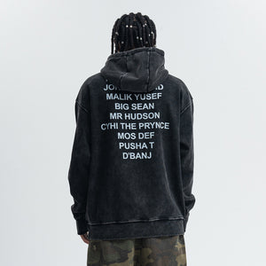 Beast slogan hoodie vintage wash pullover retro hip-hop jumper in acid grey