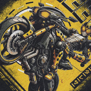 Motorbike sleeveless t-shirt motorsports surfer vest cheetah slogan tank top in acid wash black