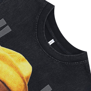 Cyberpunk sleeveless t-shirt catalyst slogan surfer vest 00s psychelic tank top in acid wash black