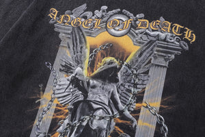 Angel of death t-shirt saint tee creepy psychedelic top in vintage grey