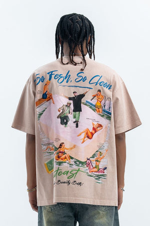 Outcast t-shirt retro hip-hop tee grunge rapper top in Pink