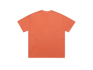 Psychedelic slogan t-shirt retro slogan top human print tee in orange